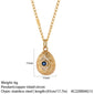 Blue Eye Pendant Long Stainless Steel Gold Color Chain elwady1